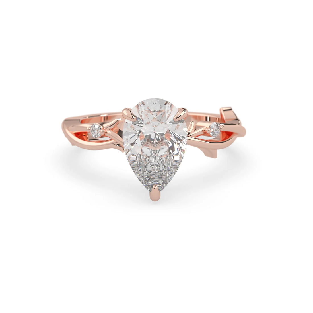 OctaPearl 3.00 ct Pear Three Stone Lab Grown Diamond Floral Engagement Ring