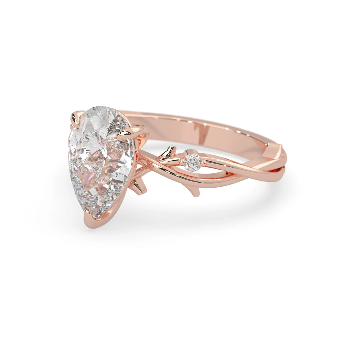 OctaPearl 3.00 ct Pear Three Stone Lab Grown Diamond Floral Engagement Ring