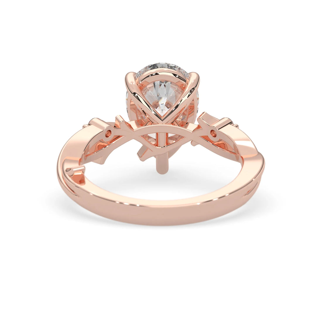 OctaPearl 3.00 ct Pear Three Stone Lab Grown Diamond Floral Engagement Ring