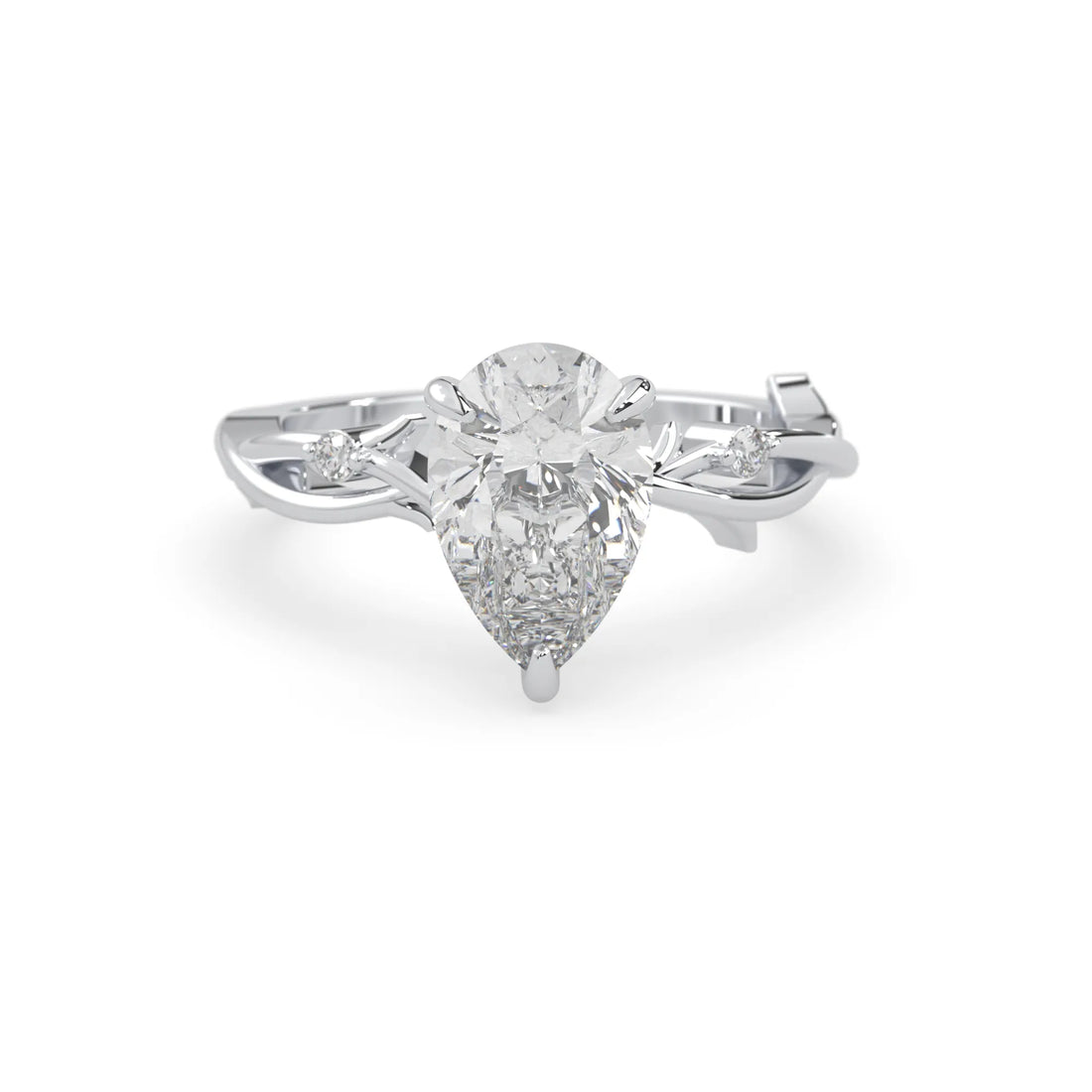 OctaPearl 3.00 ct Pear Three Stone Lab Grown Diamond Floral Engagement Ring