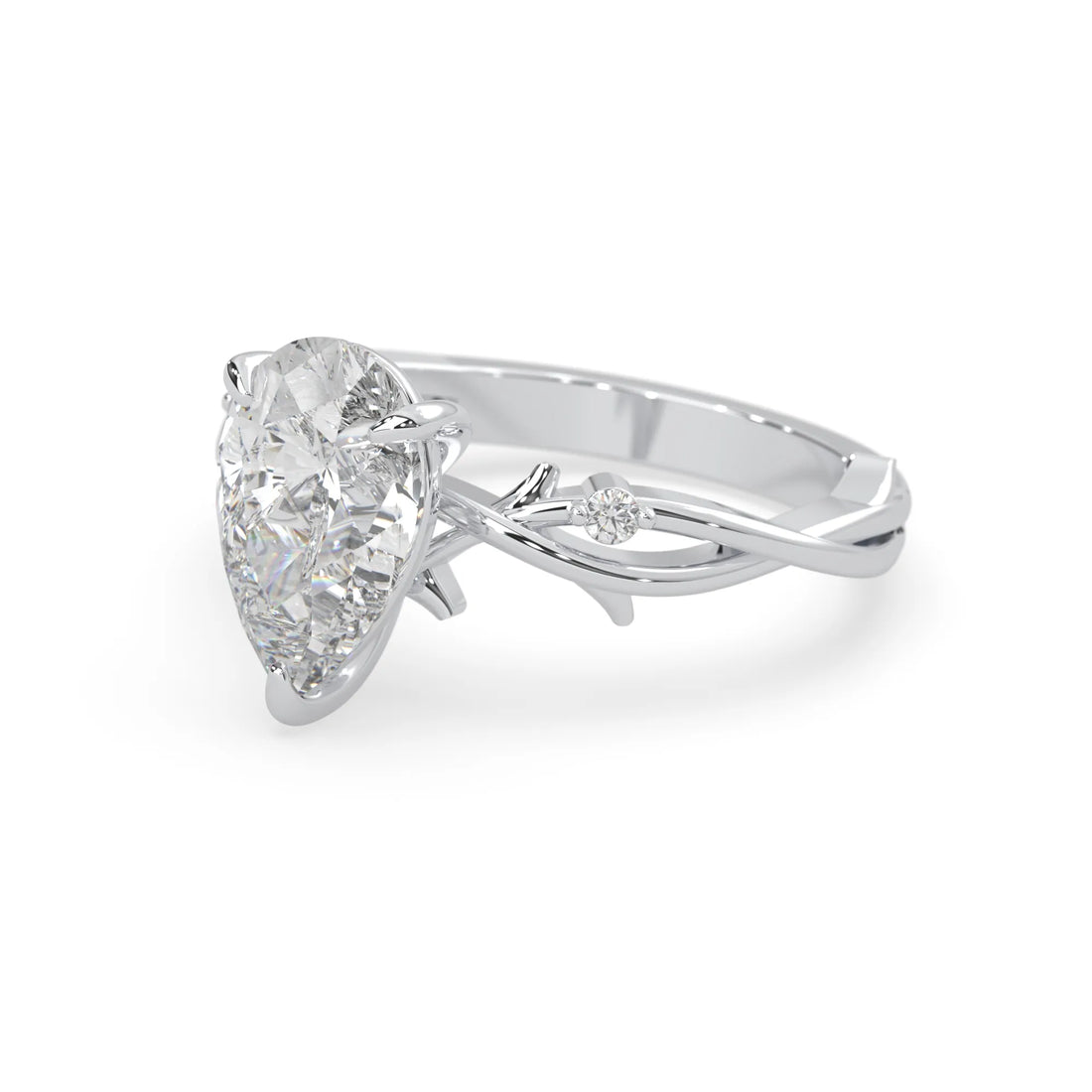 OctaPearl 3.00 ct Pear Three Stone Lab Grown Diamond Floral Engagement Ring