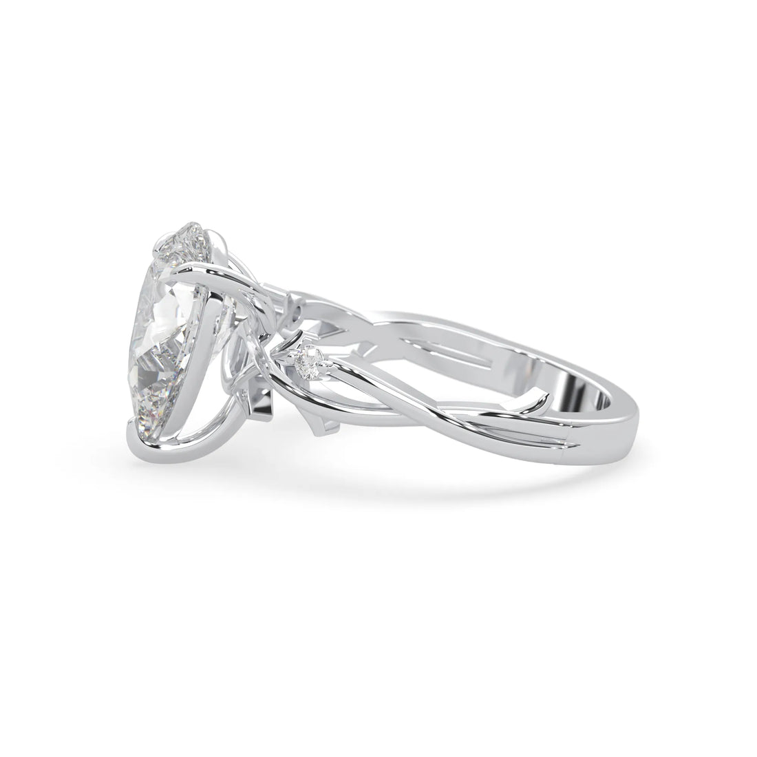 OctaPearl 3.00 ct Pear Three Stone Lab Grown Diamond Floral Engagement Ring