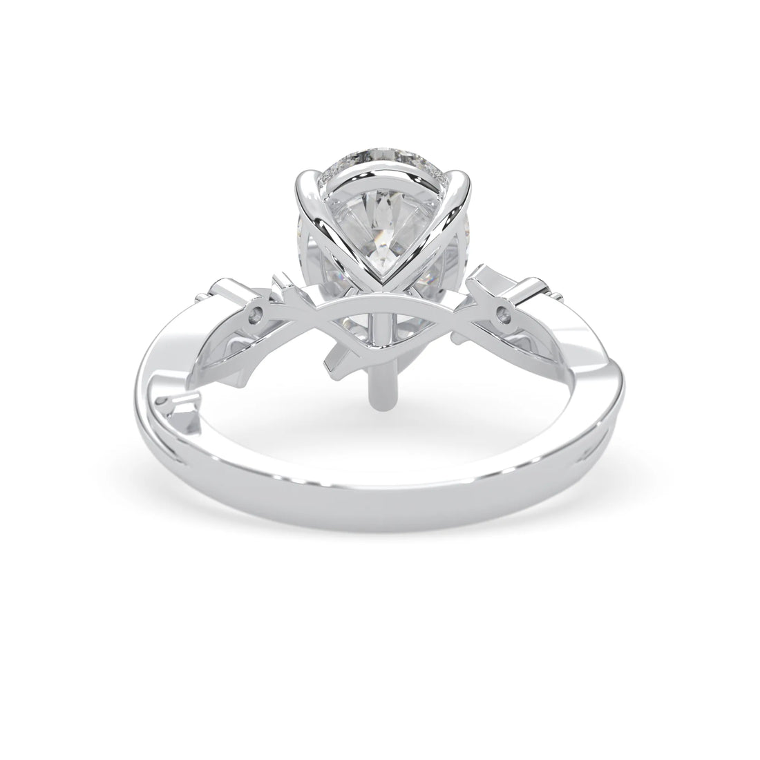 OctaPearl 3.00 ct Pear Three Stone Lab Grown Diamond Floral Engagement Ring