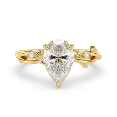 OctaPearl 3.00 ct Pear Three Stone Lab Grown Diamond Floral Engagement Ring