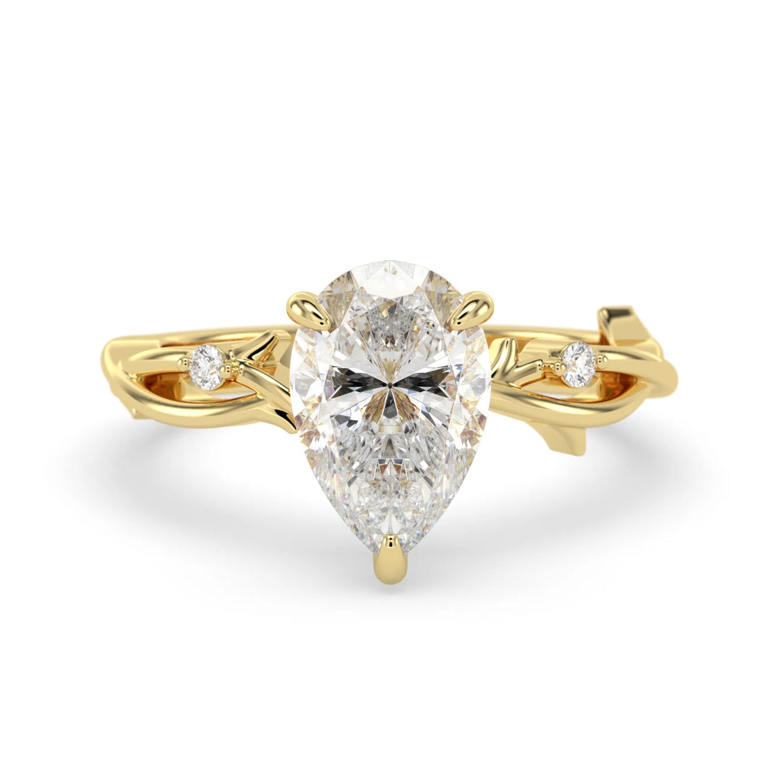 OctaPearl 3.00 ct Pear Three Stone Lab Grown Diamond Floral Engagement Ring