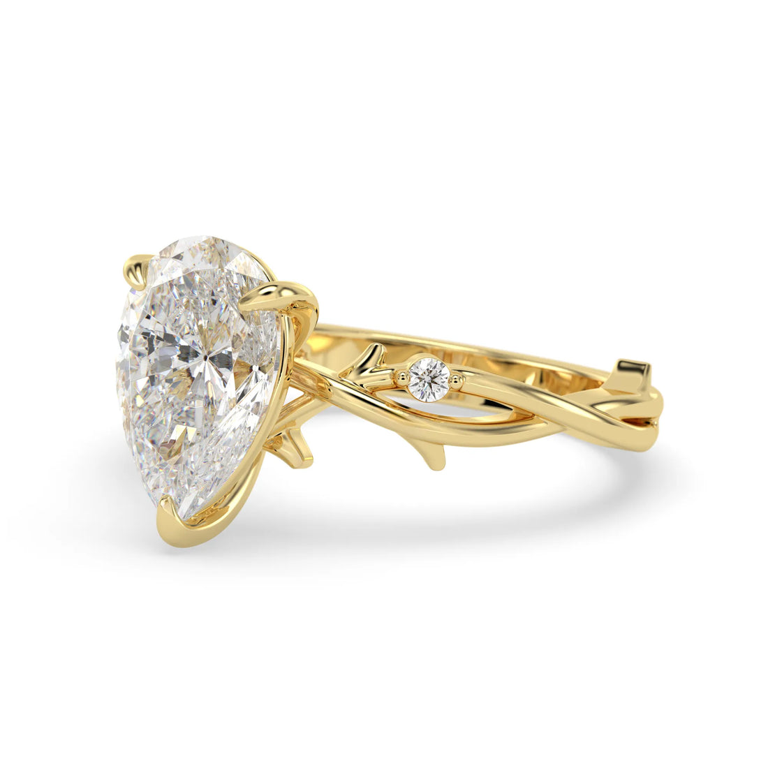 OctaPearl 3.00 ct Pear Three Stone Lab Grown Diamond Floral Engagement Ring