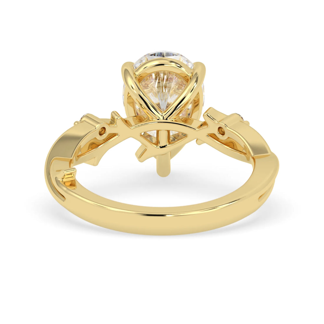 OctaPearl 3.00 ct Pear Three Stone Lab Grown Diamond Floral Engagement Ring