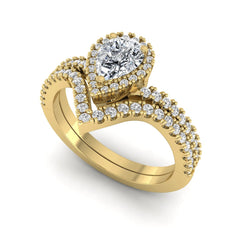OctaPearl Pear Halo Lab Grown Diamond Bridal Ring Set - alternate view