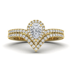 OctaPearl Pear Halo Lab Grown Diamond Bridal Ring Set