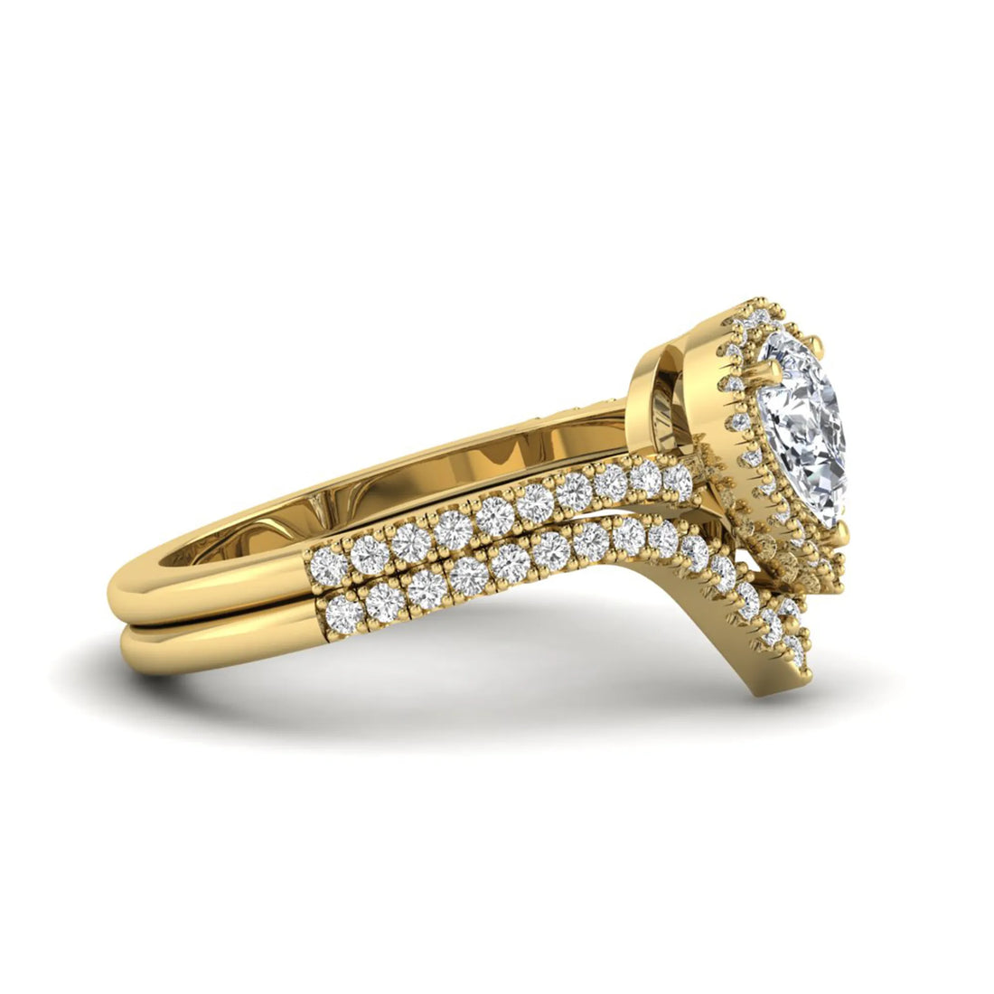 OctaPearl Pear Halo Lab Grown Diamond Bridal Ring Set