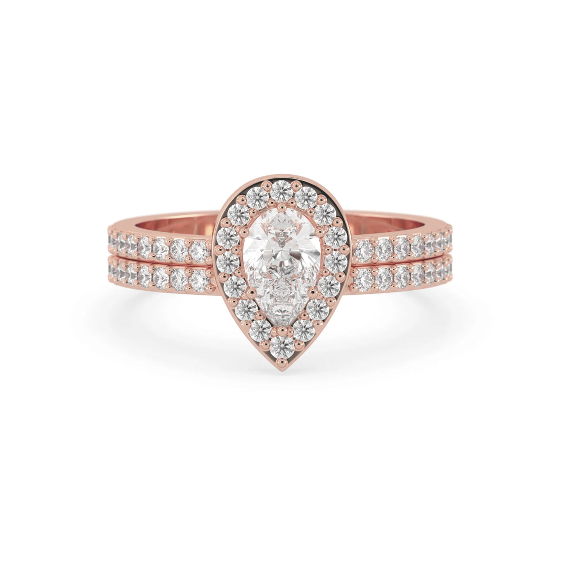 OctaPearl Pear Halo Lab Grown Diamond Pave Engagement Ring
