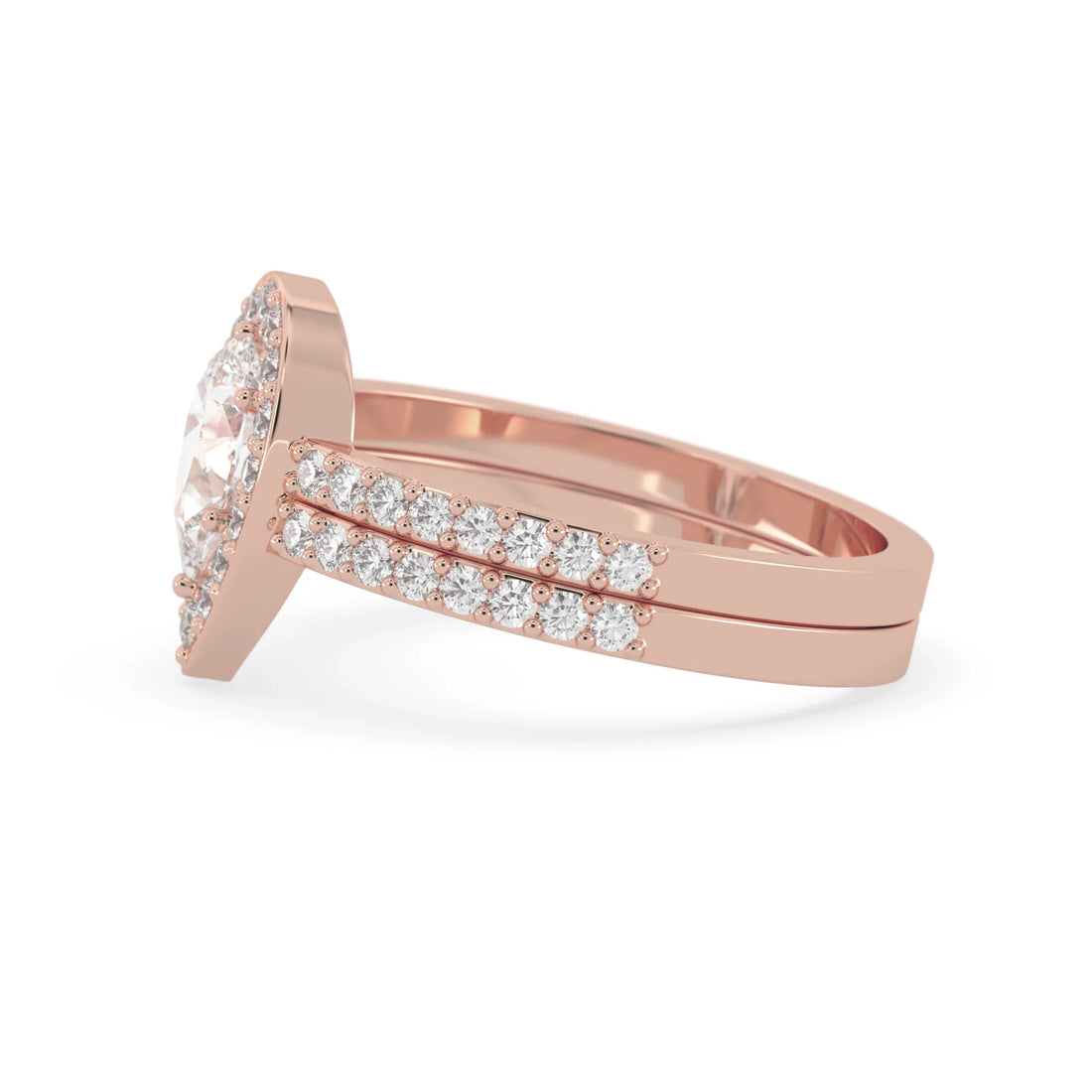 OctaPearl Pear Halo Lab Grown Diamond Pave Engagement Ring