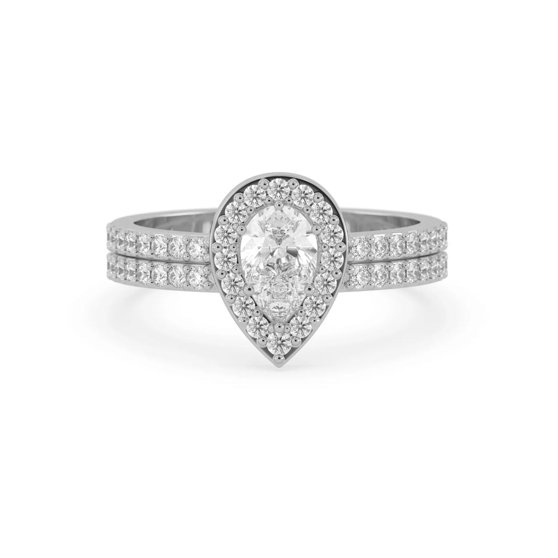 OctaPearl Pear Halo Lab Grown Diamond Pave Engagement Ring