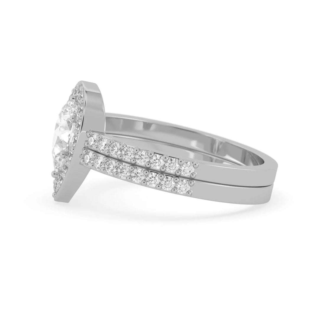 OctaPearl Pear Halo Lab Grown Diamond Pave Engagement Ring