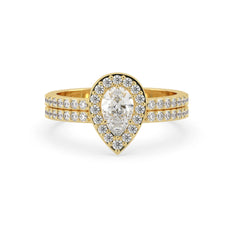 OctaPearl Pear Halo Lab Grown Diamond Pave Engagement Ring