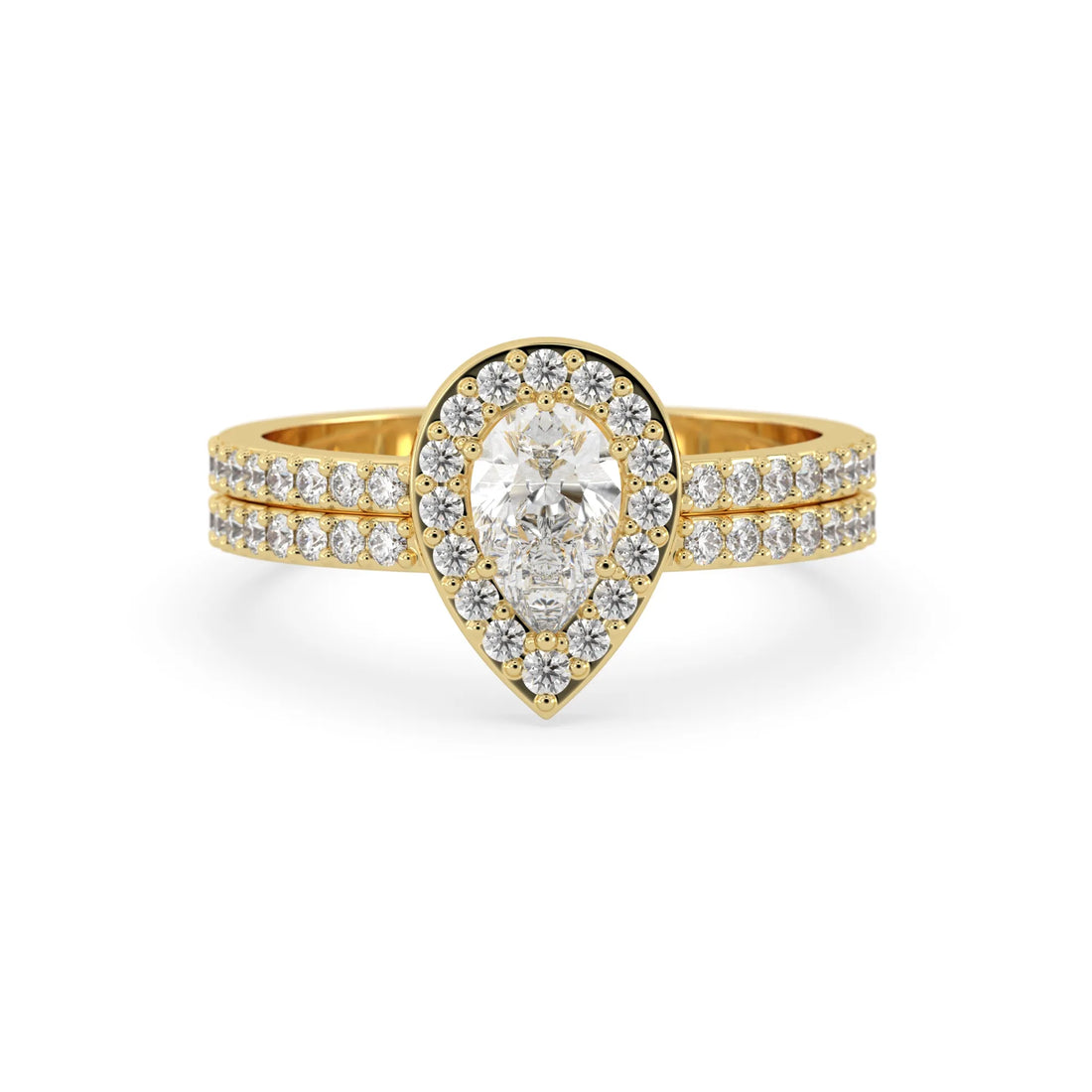 OctaPearl Pear Halo Lab Grown Diamond Pave Engagement Ring