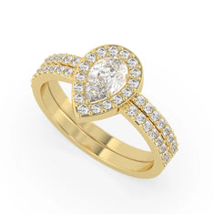 OctaPearl Pear Halo Lab Grown Diamond Pave Engagement Ring - alternate view