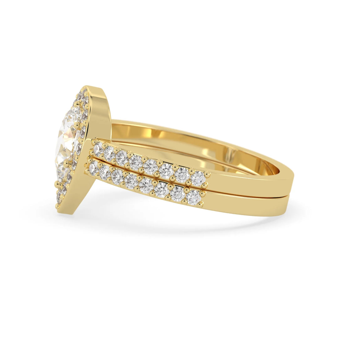 OctaPearl Pear Halo Lab Grown Diamond Pave Engagement Ring
