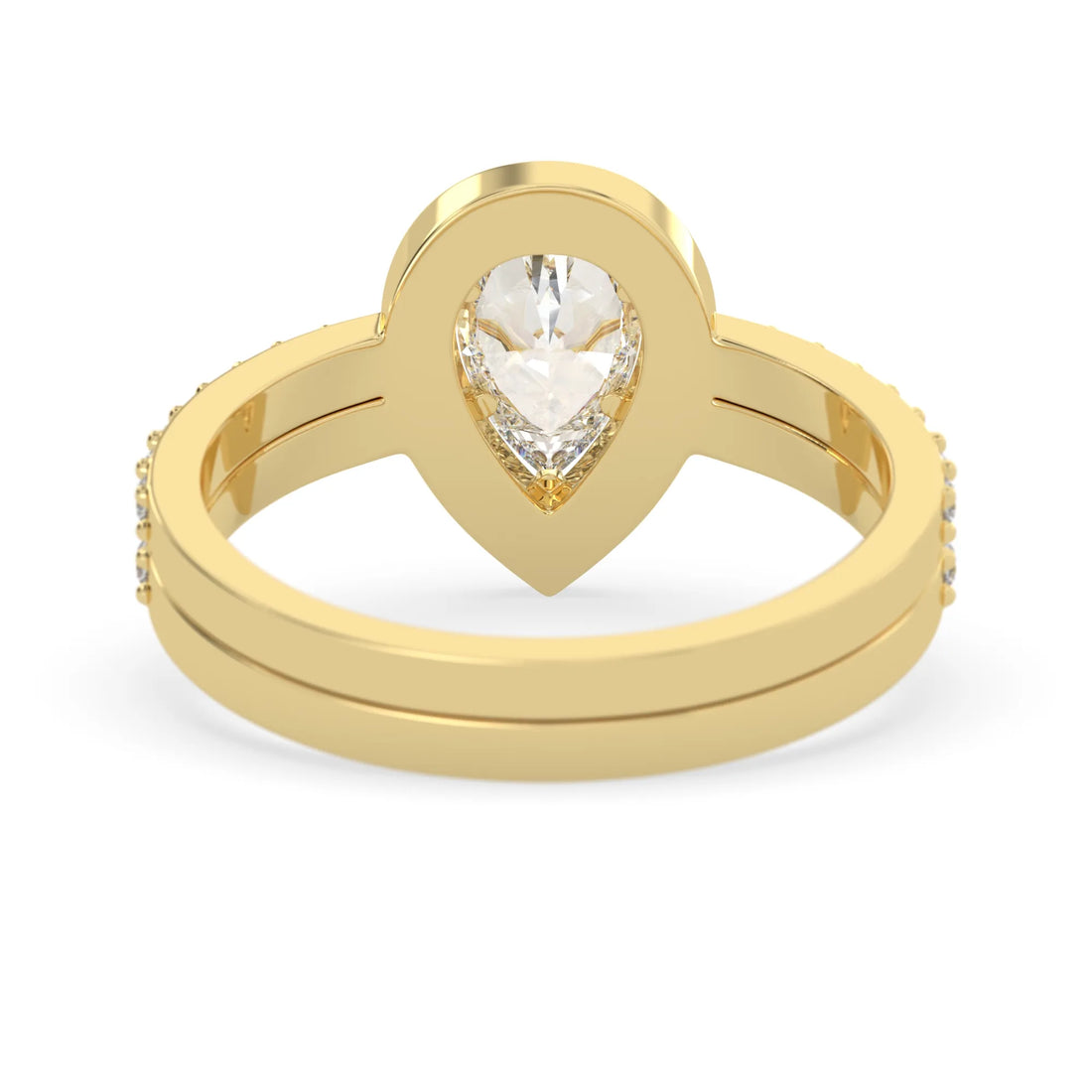 OctaPearl Pear Halo Lab Grown Diamond Pave Engagement Ring