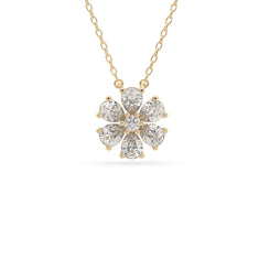 Pear Halo Flower Lab Grown Diamond Pendant Necklace