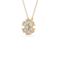 OctaPearl Pear Halo Flower Lab Grown Diamond Pendant Necklace - alternate view
