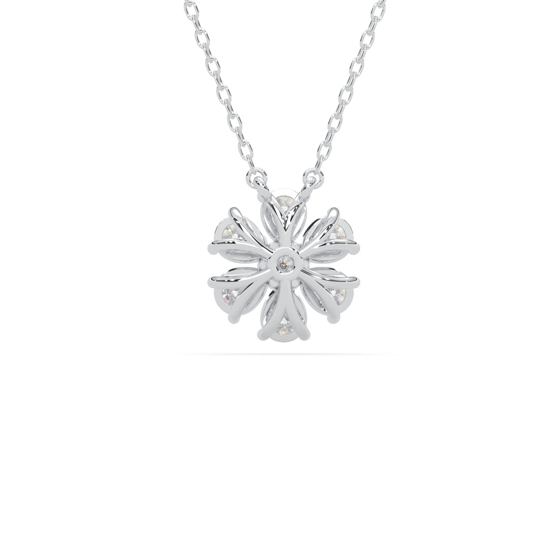 OctaPearl Pear Halo Flower Lab Grown Diamond Pendant Necklace - White Gold