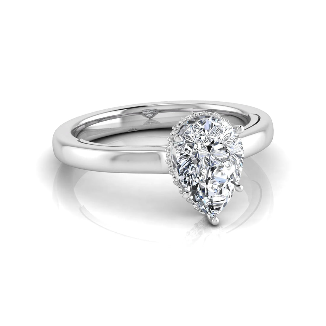 OctaPearl 2 ct Pear Halo Lab Grown Diamond Engagement Ring