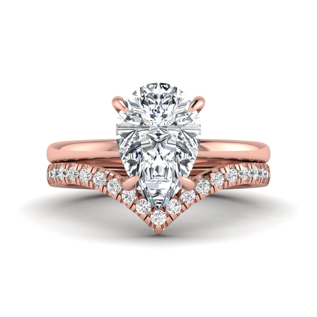 OctaPearl 3 ct Pear Hidden Halo Solitaire Lab Grown Diamond Bridal Ring Set