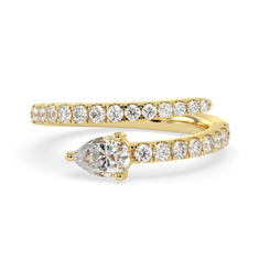 OctaPearl Pear Cut Lab Grown Diamond Open Gap Bypass Pave Ring