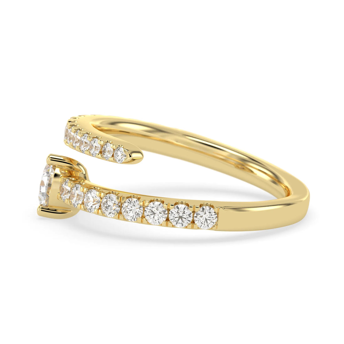 OctaPearl Pear Cut Lab Grown Diamond Open Gap Bypass Pave Ring