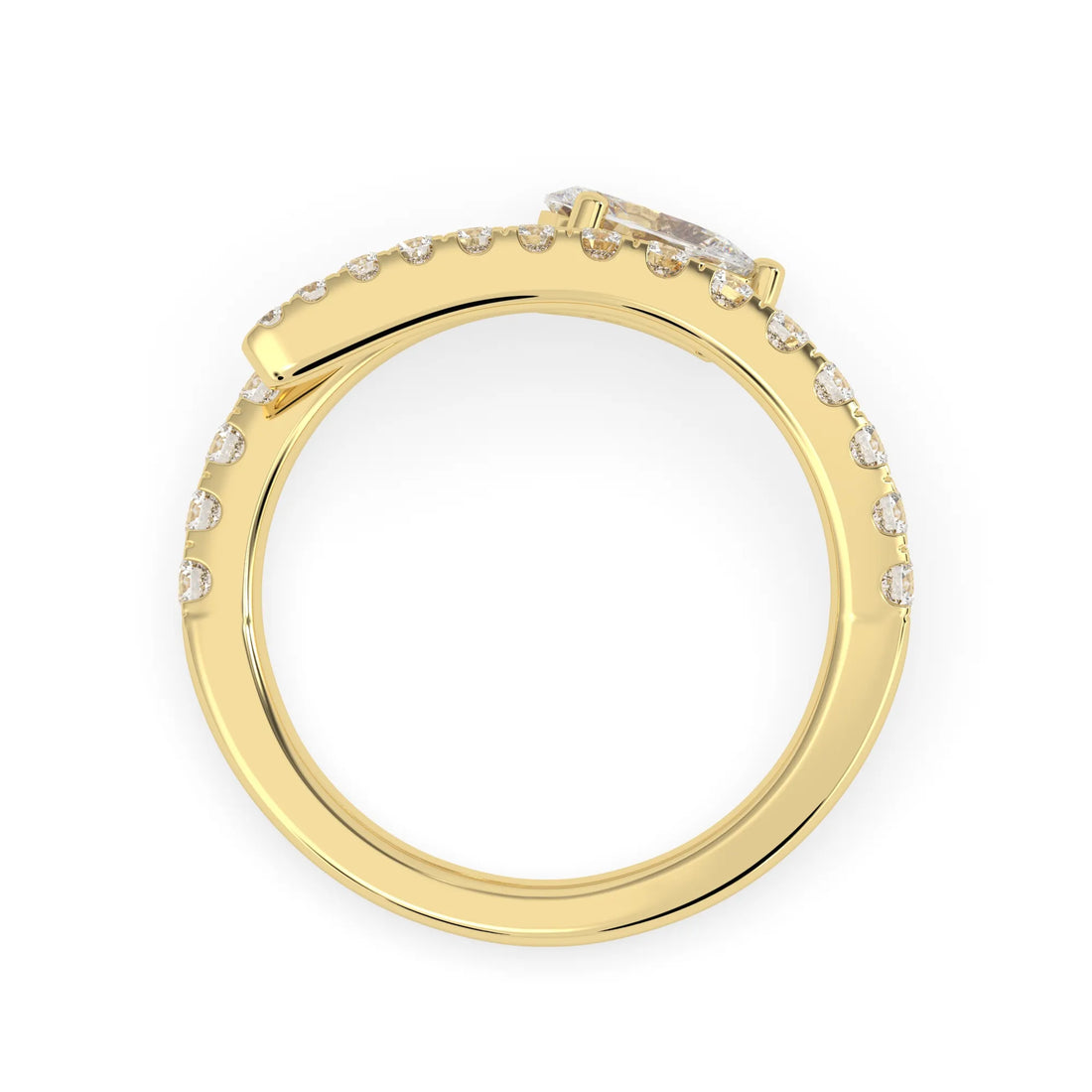 OctaPearl Pear Cut Lab Grown Diamond Open Gap Bypass Pave Ring