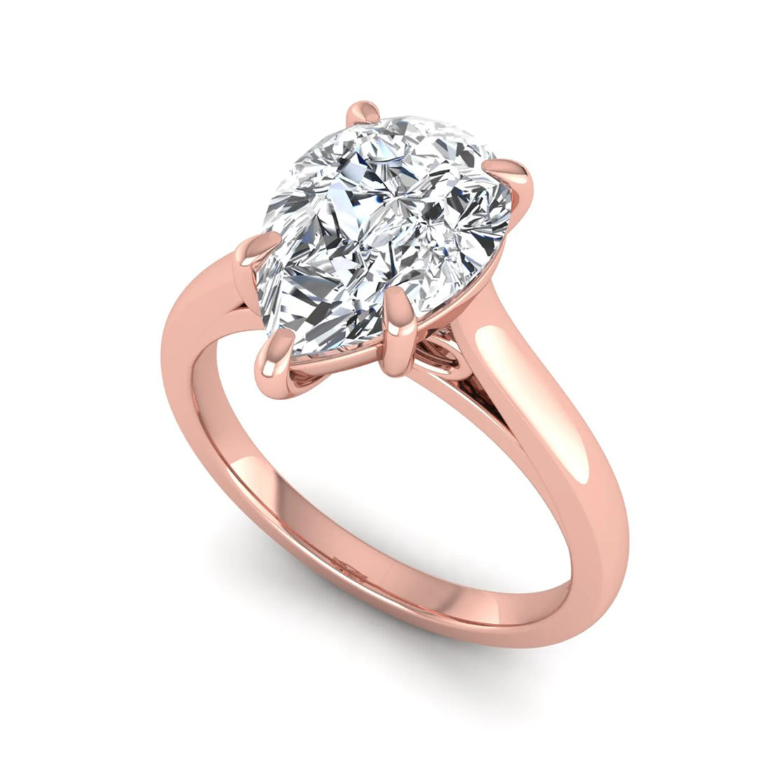 OctaPearl 3 ct Pear Lab Grown Diamond Solitaire Engagement Ring