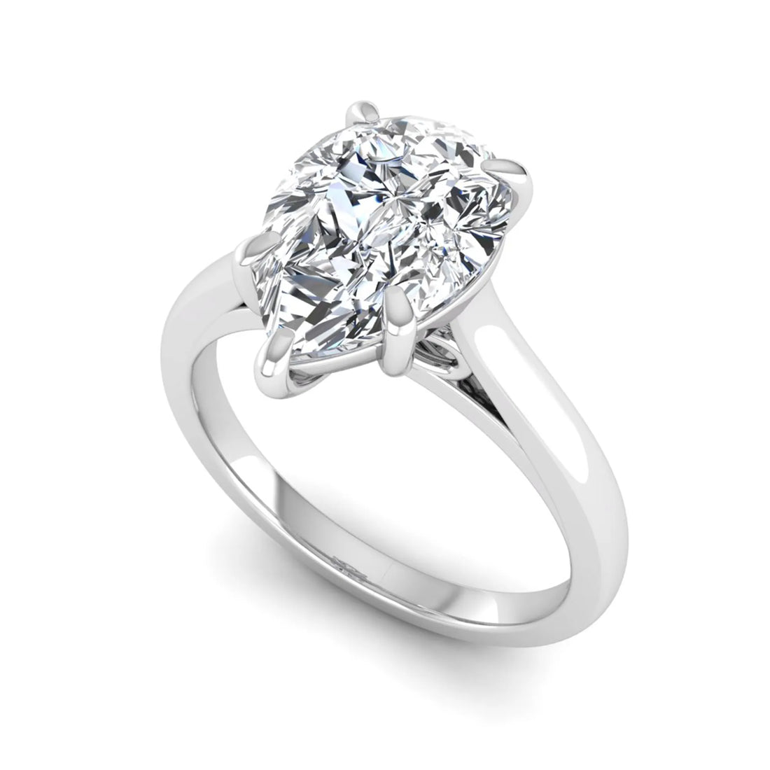 OctaPearl 3 ct Pear Lab Grown Diamond Solitaire Engagement Ring
