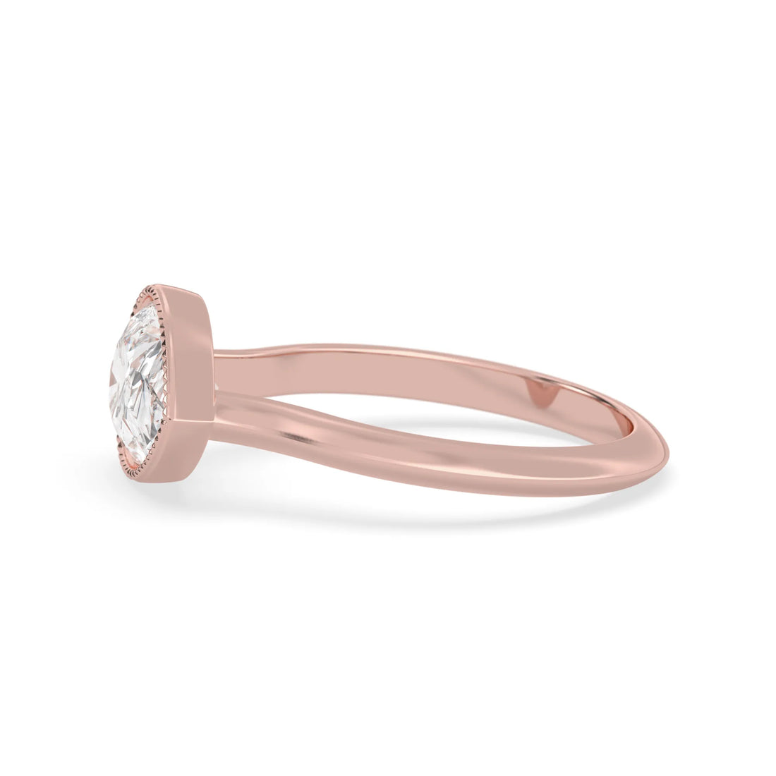 OctaPearl 2 ct Pear Bezel Lab Grown Diamond East West Solitaire Engagement Ring