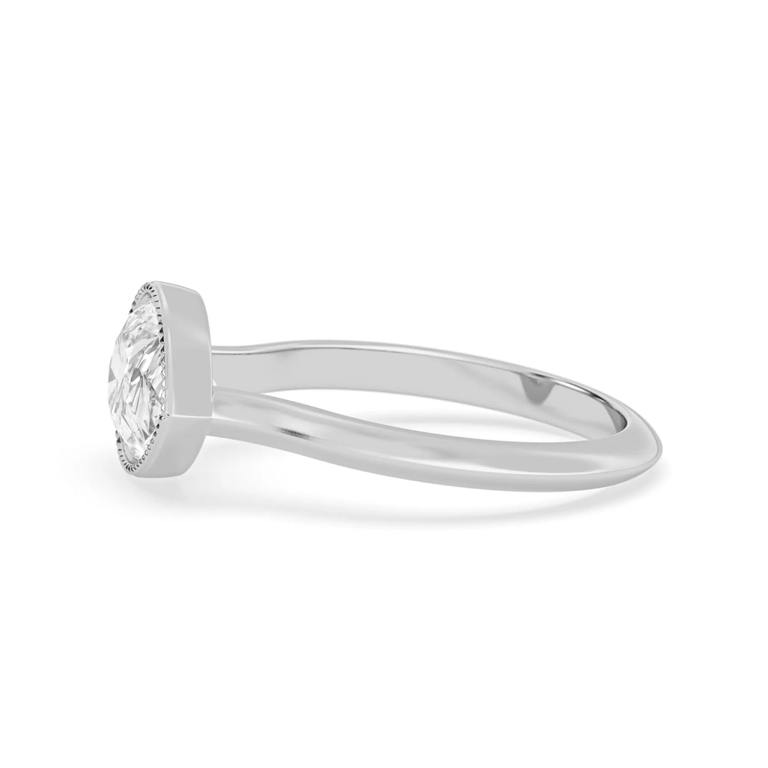 OctaPearl 2 ct Pear Bezel Lab Grown Diamond East West Solitaire Engagement Ring