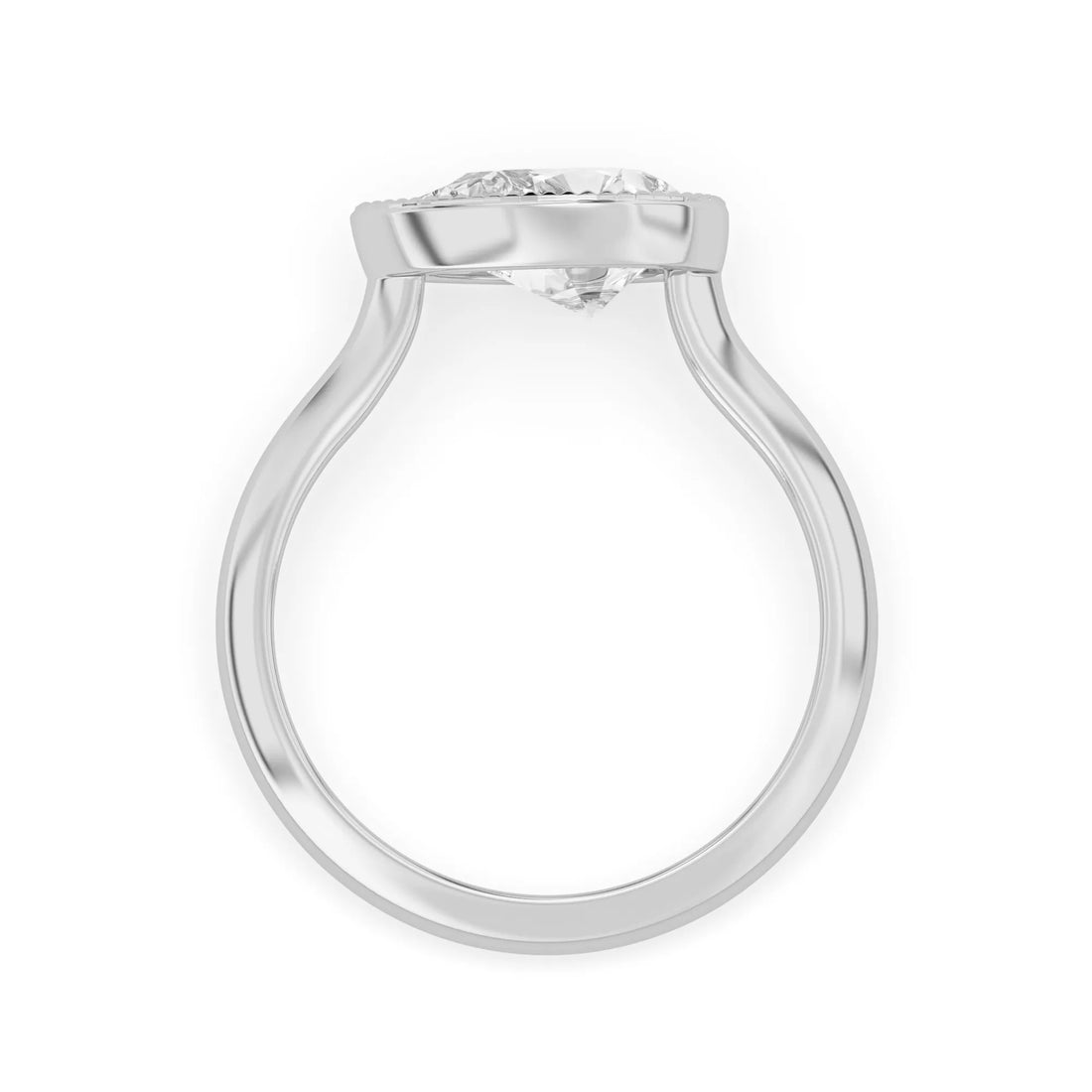 OctaPearl 2 ct Pear Bezel Lab Grown Diamond East West Solitaire Engagement Ring