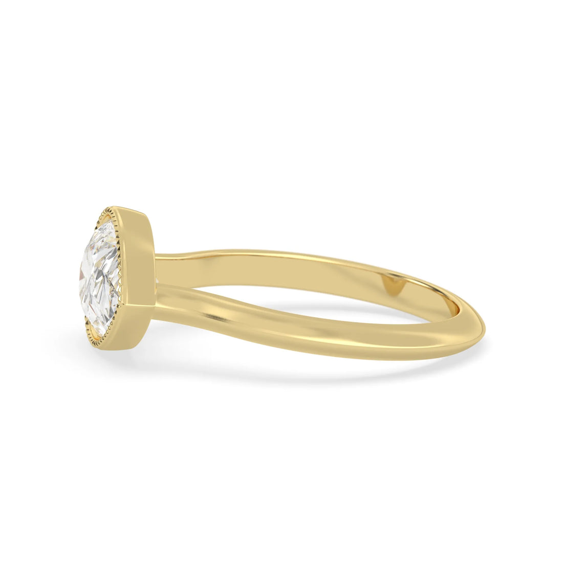 OctaPearl 2 ct Pear Bezel Lab Grown Diamond East West Solitaire Engagement Ring
