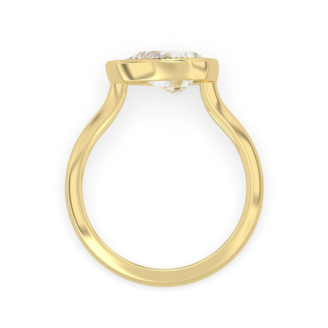 OctaPearl 2 ct Pear Bezel Lab Grown Diamond East West Solitaire Engagement Ring