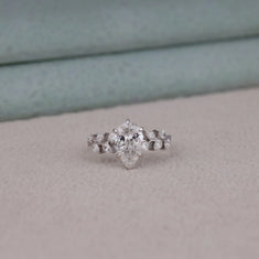 2.50 CT Pear Moissanite Pave Engagement Ring | OctaPearl