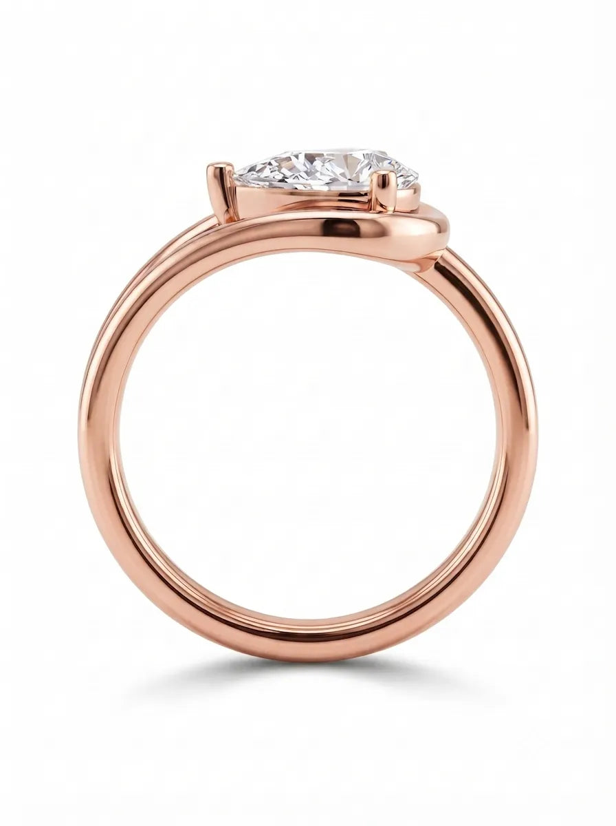 OctaPearl 1 ct Pear Open Frame Solitaire Lab Grown Diamond Engagement Ring