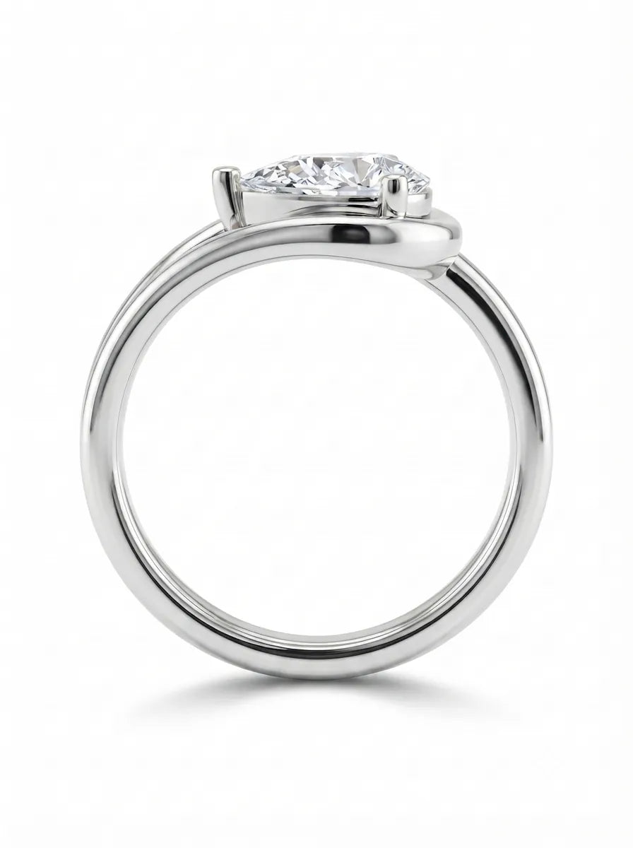 OctaPearl 1 ct Pear Open Frame Solitaire Lab Grown Diamond Engagement Ring