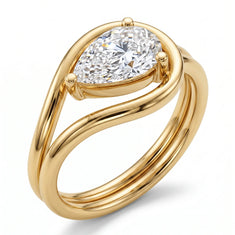 OctaPearl 1 ct Pear Open Frame Solitaire Lab Grown Diamond Engagement Ring - alternate view