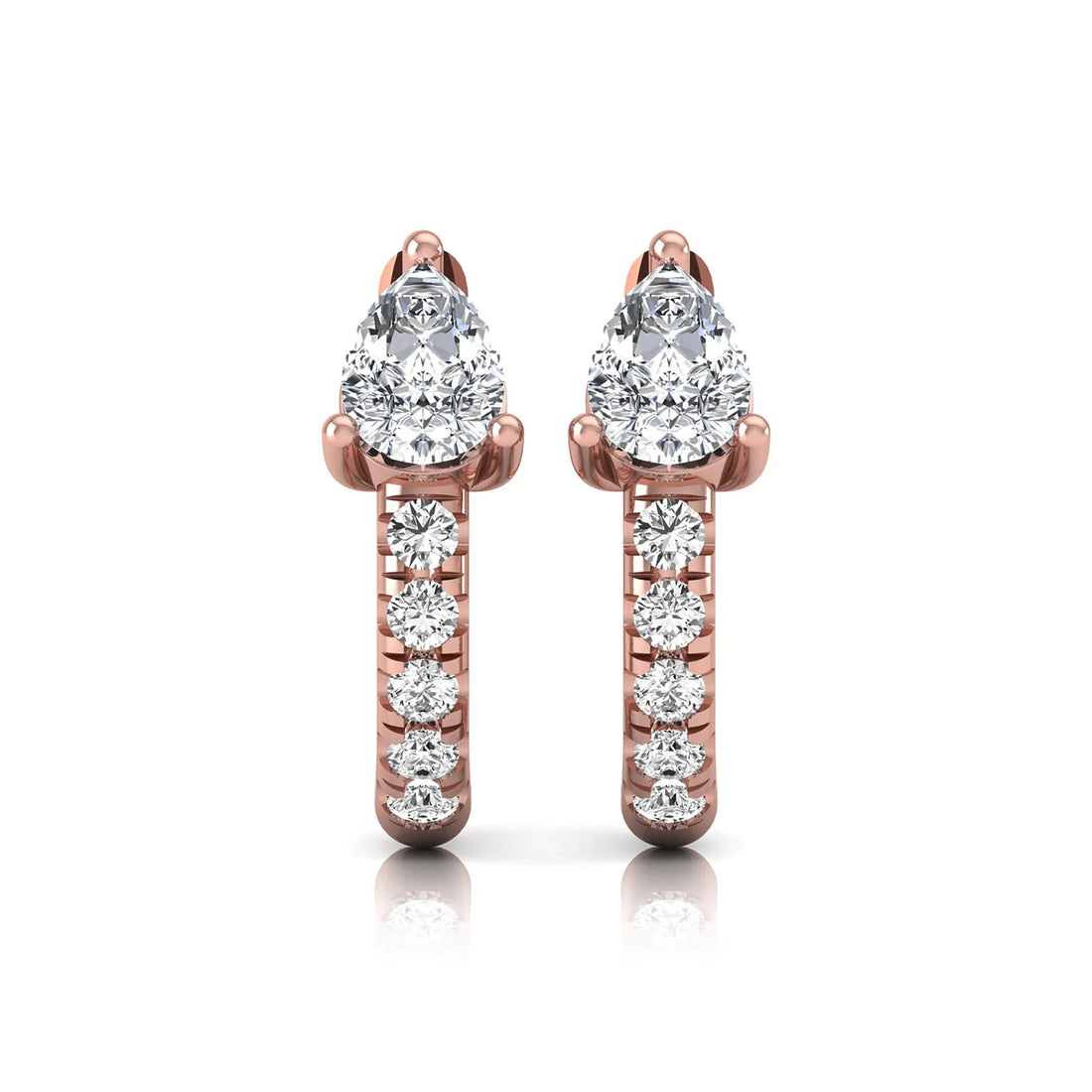 OctaPearl Pear Pavé Lab Grown Diamond Huggie Hoop Earrings