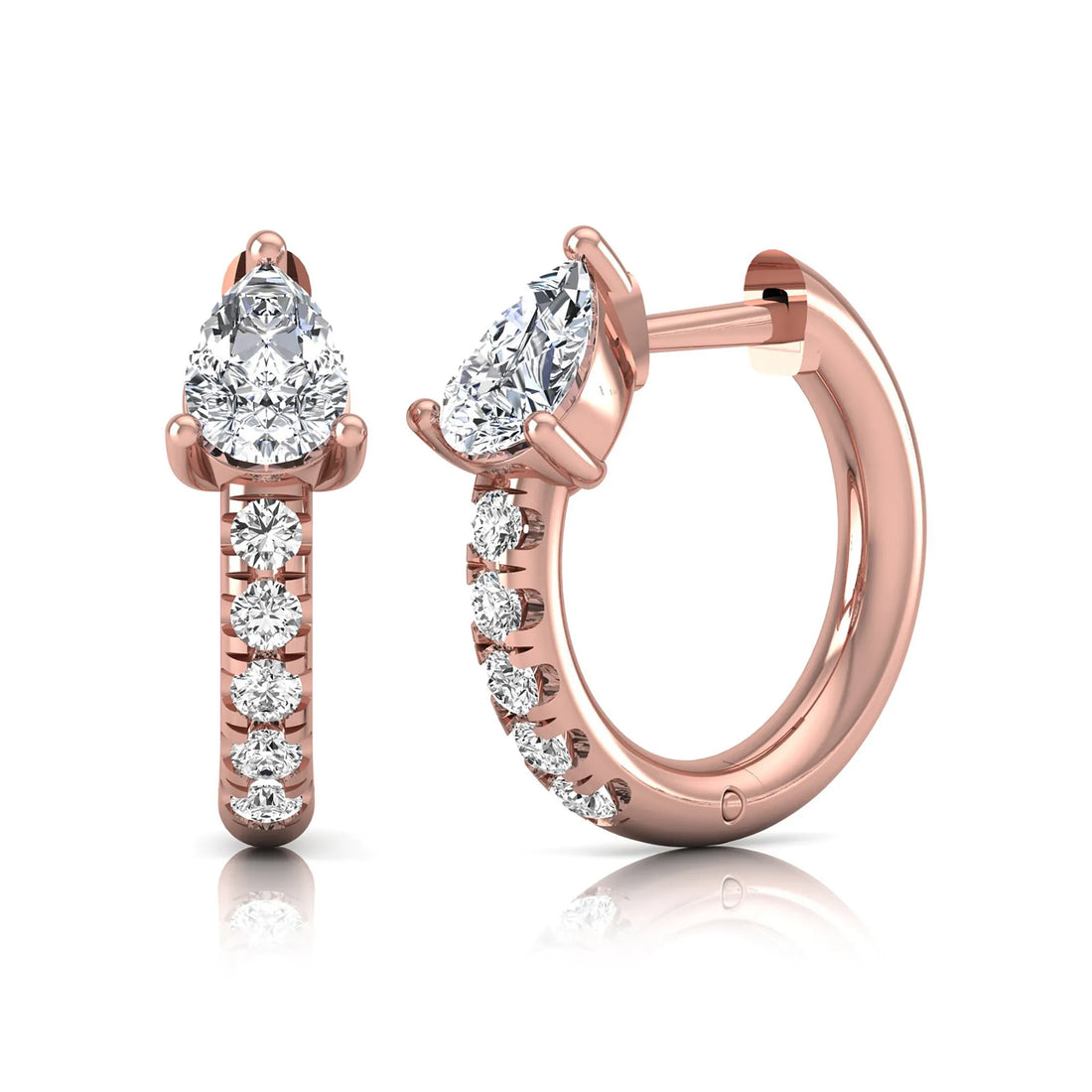 OctaPearl Pear Pavé Lab Grown Diamond Huggie Hoop Earrings