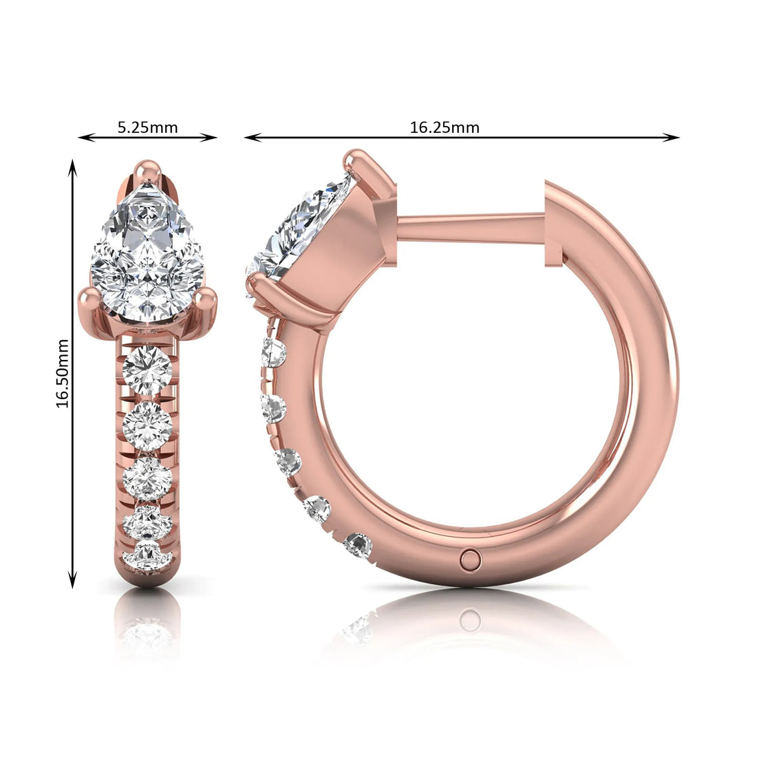 OctaPearl Pear Pavé Lab Grown Diamond Huggie Hoop Earrings