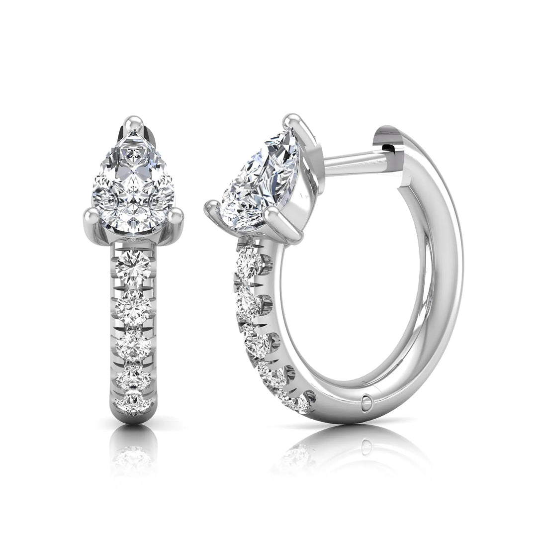 OctaPearl Pear Pavé Lab Grown Diamond Huggie Hoop Earrings