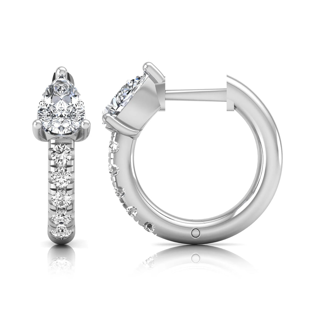 OctaPearl Pear Pavé Lab Grown Diamond Huggie Hoop Earrings