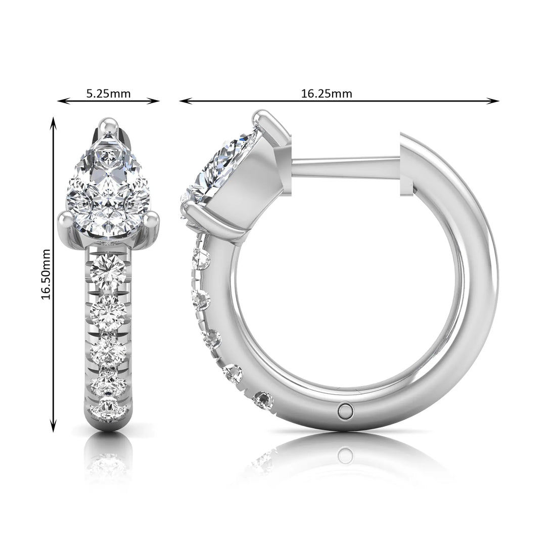 OctaPearl Pear Pavé Lab Grown Diamond Huggie Hoop Earrings