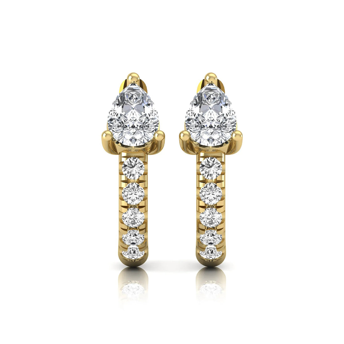 OctaPearl Pear Pavé Lab Grown Diamond Huggie Hoop Earrings