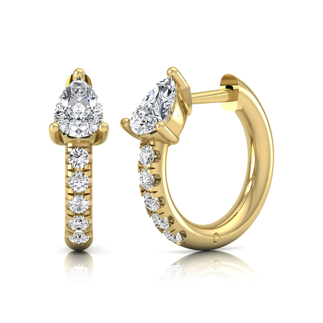 OctaPearl Pear Pavé Lab Grown Diamond Huggie Hoop Earrings